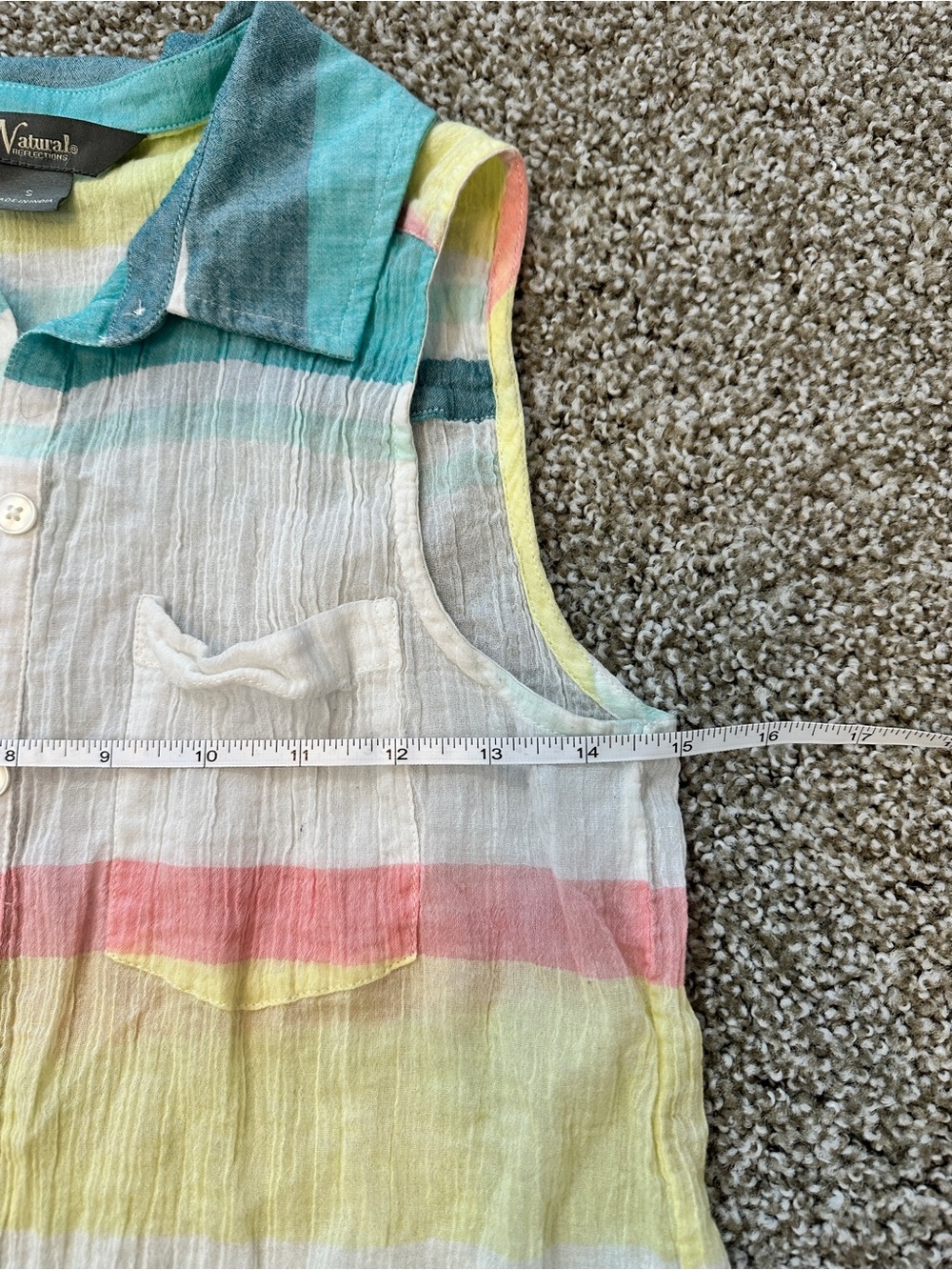 Colorful Sleeveless Button-Front Striped Tie-Hem Top - Picture 4 of 5